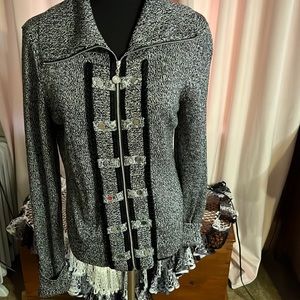 WHBM Zippered Cardigan Christmas/Holiday Sweater Medium